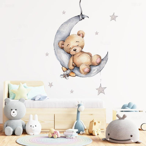 Bear Sleeping On The Moon Wall Stickers - Fansee Australia