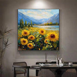 Beautiful Sunflower Field Ready To Hang Oil Painting - Fansee Australia