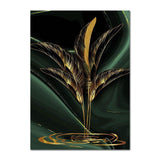 Black Abstract Gold Plant Leaves Canvas Wall Art Prints - 3 Pcs Set (60x90cm) - Fansee Australia