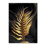 Black Abstract Gold Plant Leaves Wall Art Prints (60x90cm) - Fansee Australia