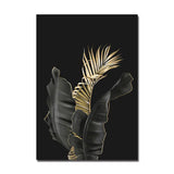 Black and Gold Botanic Canvas Print Wall Art - 3Pcs Set (60x90cm) - Fansee Australia