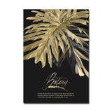 Black and Gold Botanic Canvas Print Wall Art - 3Pcs Set (60x90cm) - Fansee Australia