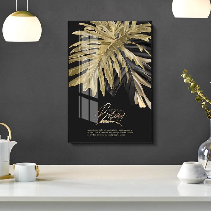 Black and Gold Botanic Wall Art Canvas Print - Fansee Australia