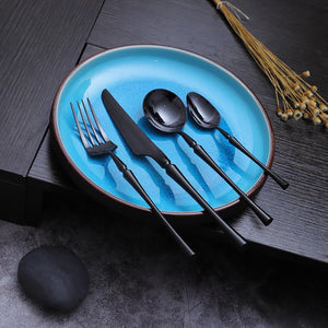 Black Cutlery Set - Black Unicorn (16 Piece Cutlery Set) - Fansee Australia