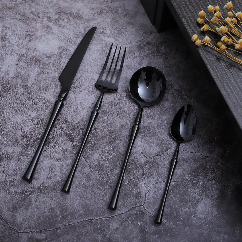 Black Cutlery Set - Black Unicorn (16 Piece Cutlery Set) - Fansee Australia