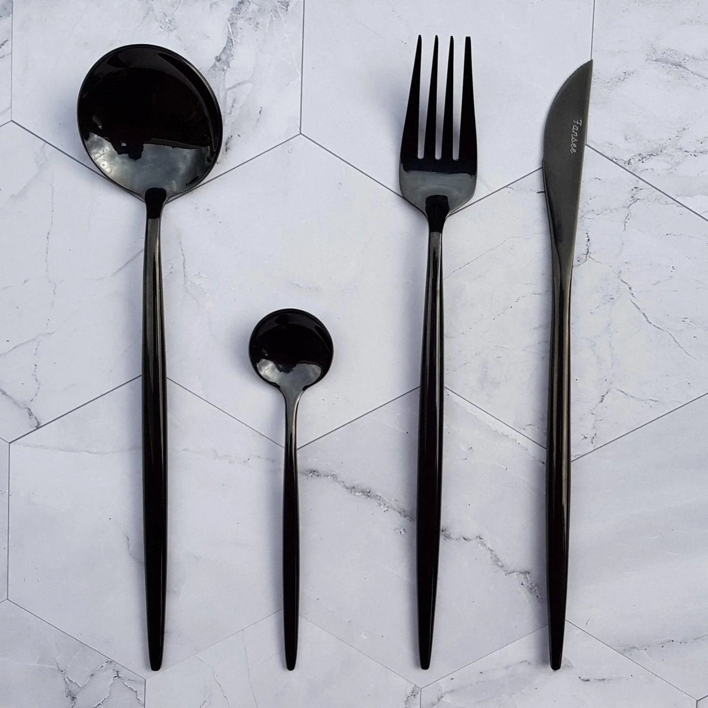 Black Cutlery Set - Serenade (16 Piece Cutlery Set) - Fansee Australia