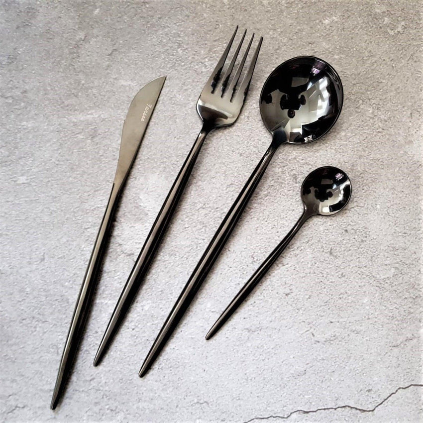 Black Cutlery Set - Serenade (16 Piece Cutlery Set) - Fansee Australia