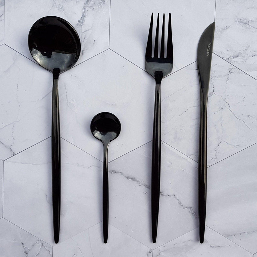 Black Cutlery Set - Serenade (16 Piece Cutlery Set) - Fansee Australia