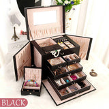 Black Large Jewellery Box With Lock - Fansee Australia