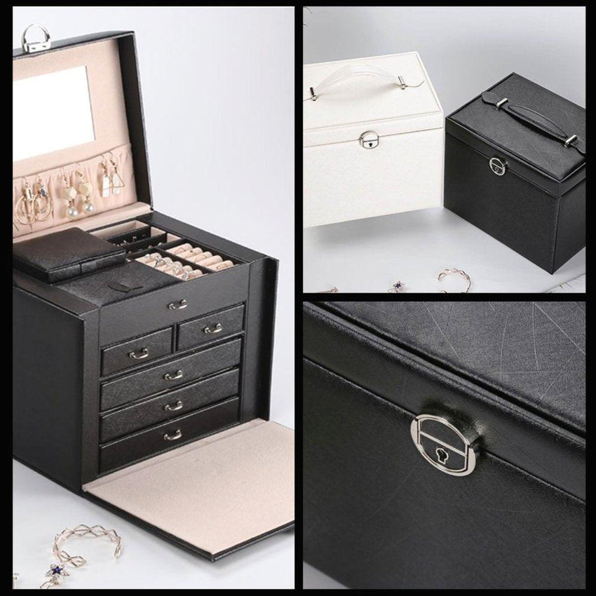 Black Large Jewellery Box With Lock - Fansee Australia