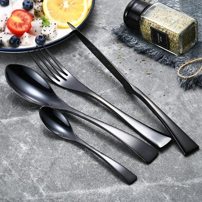 Black Stainless Steel Cutlery Set (16 Piece Set) - Fansee Australia