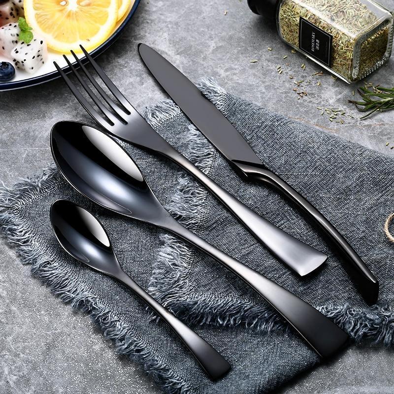 Black Stainless Steel Cutlery Set (16 Piece Set) - Fansee Australia