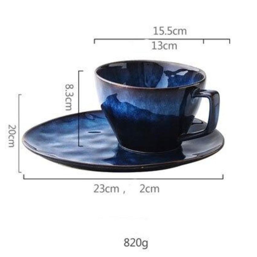 Blue Handmade Tea Cup Set (Mug Set of 2) - Fansee Australia