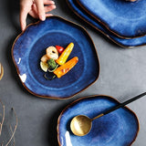 Blue Irregular Dinner Plate Set - 21.7cm (4 Pcs Set) - Fansee Australia