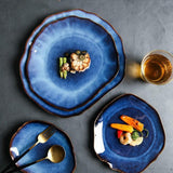 Blue Irregular Dinner Plate Set - 27cm (4 Pcs Set) - Fansee Australia