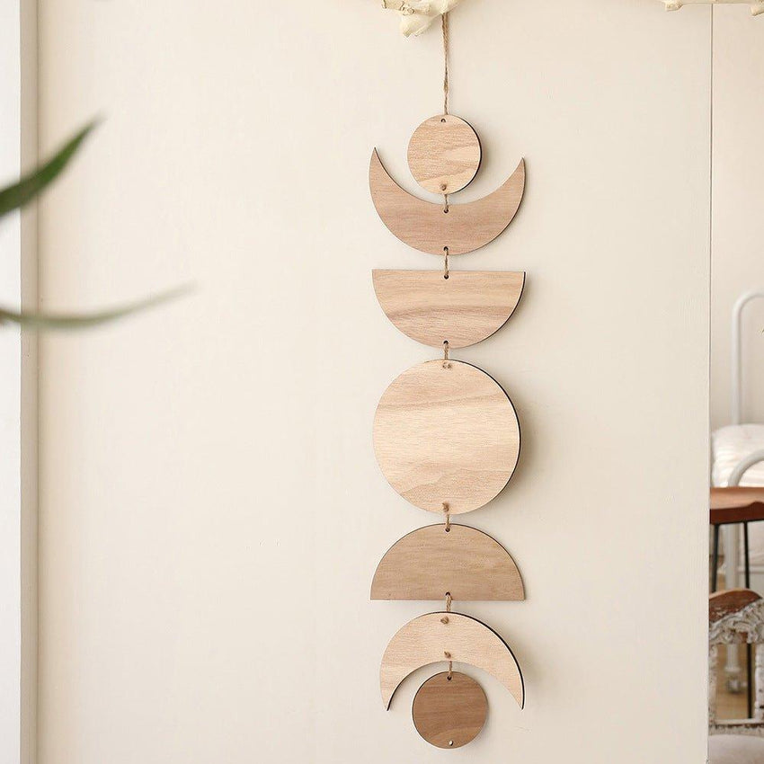 Bohemian Wooden Moon Phase Garland Wall Hanging Wall Art - Fansee Australia