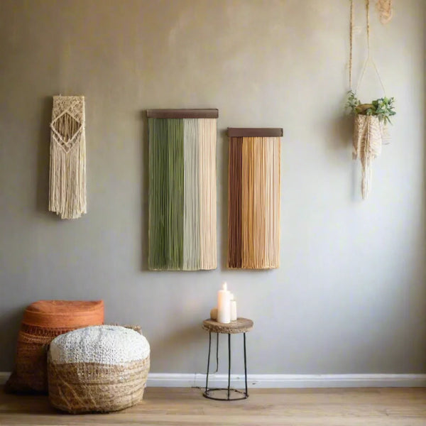 Boho Cascade – 2-Piece Gradient Macrame Wall Hanging Set