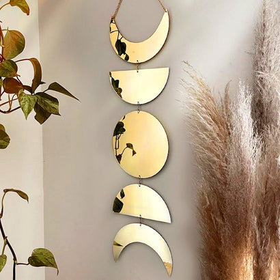 Boho Style Acrylic Gold Colour Moon Phase Garland Wall Art - Fansee Australia