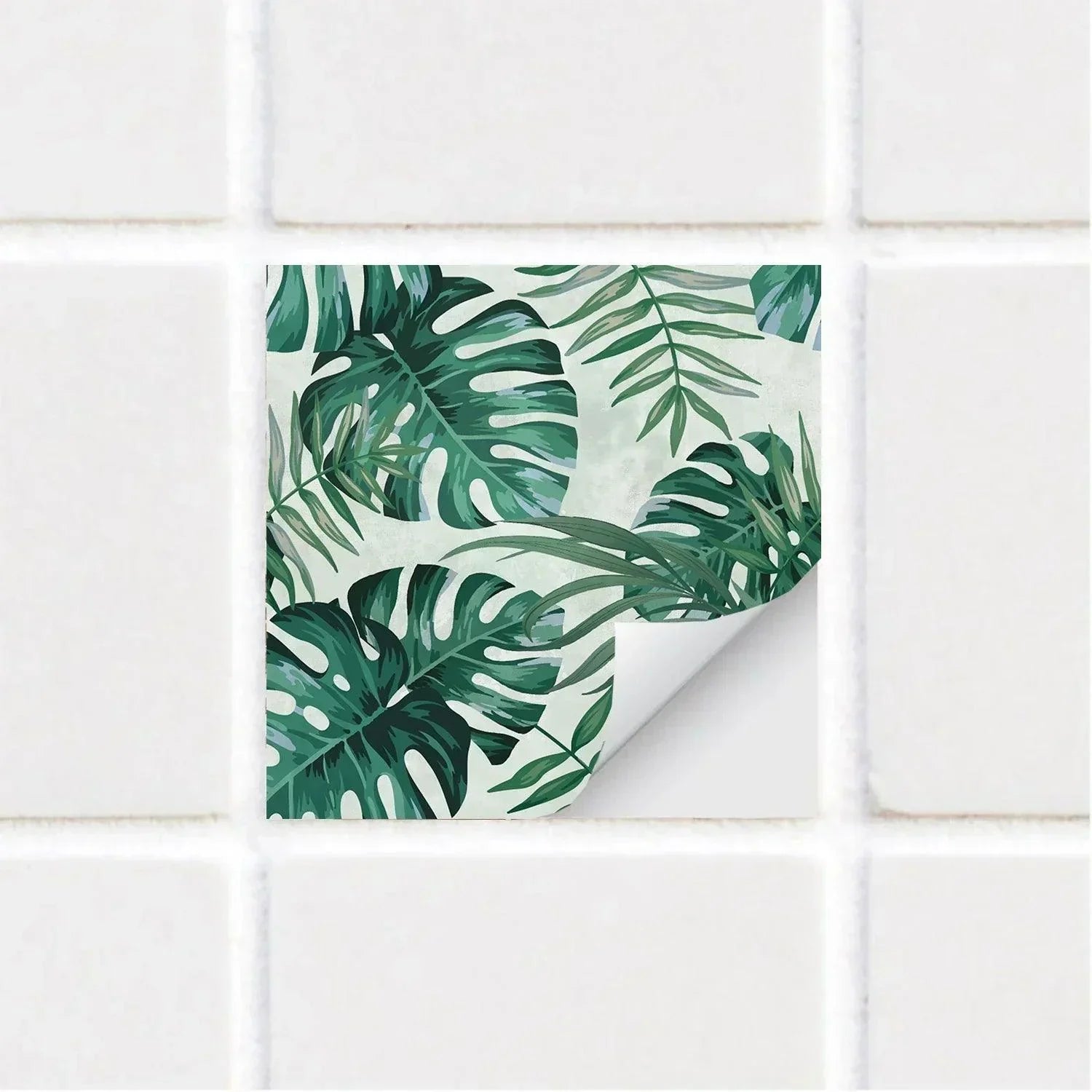 Botanical Green Leaves Textured Vinyl Self-Adhesive Tiles Stickers - Fansee Australia