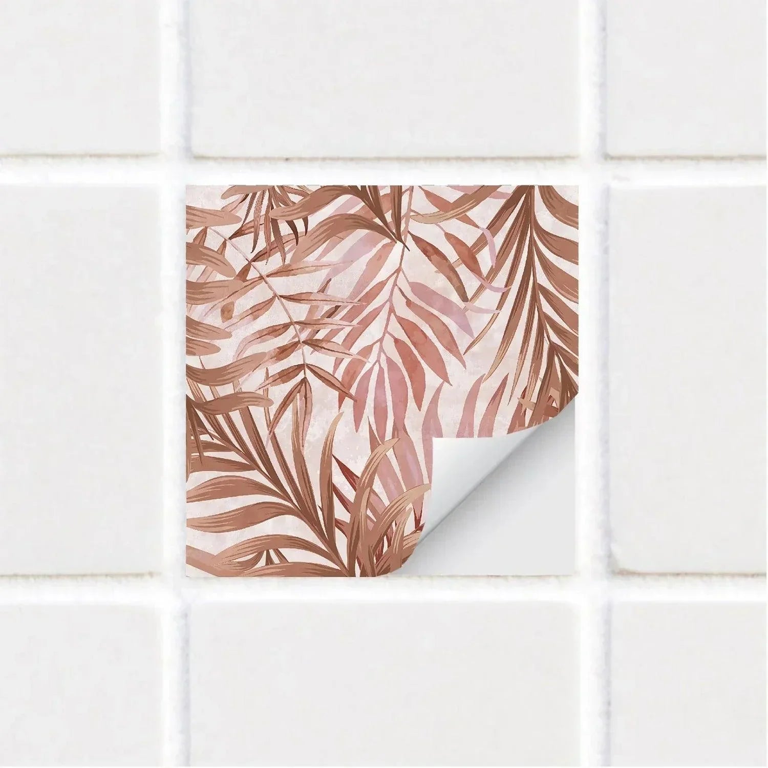 Botanical Salmon Leaves Textured Vinyl Self-Adhesive Tiles Stickers - Fansee Australia