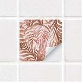Botanical Salmon Leaves Textured Vinyl Self - Adhesive Tiles Stickers - Fansee Australia