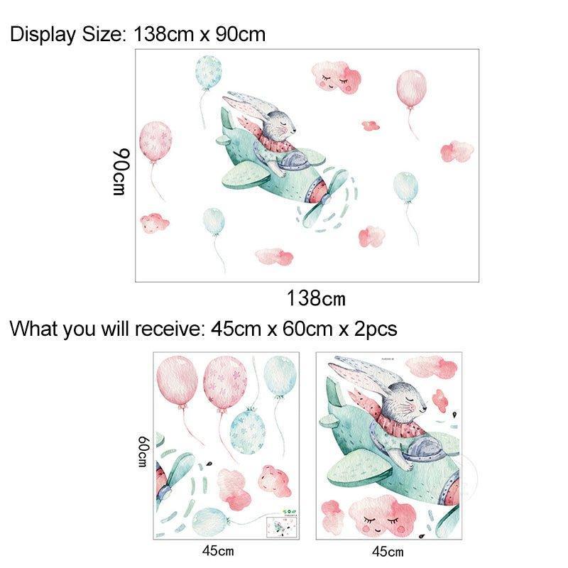 Bunny Flying Aeroplane Wall Stickers - Fansee Australia