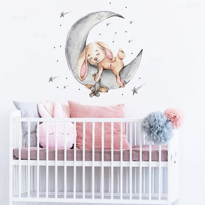 Bunny Sleeping On The Moon Wall Stickers - Fansee Australia