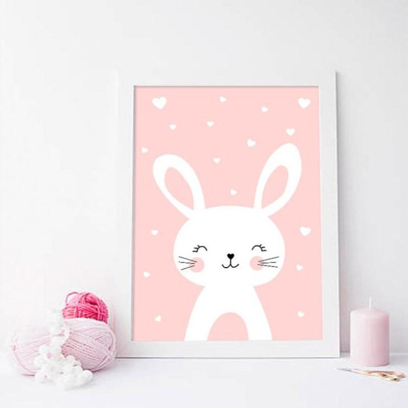 Cat & Rabbit Nursery Wall Art Canvas Prints - 2 Pcs Set (50x70cm) - Fansee Australia