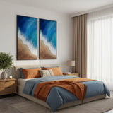 Cerulean Shore: Hand-Painted Coastal Abstract Oil Painting (60x120cm)