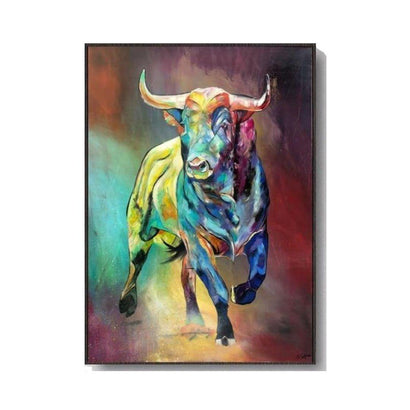 Colorful Bull Framed Wall Art (75x120cm) - Fansee Australia