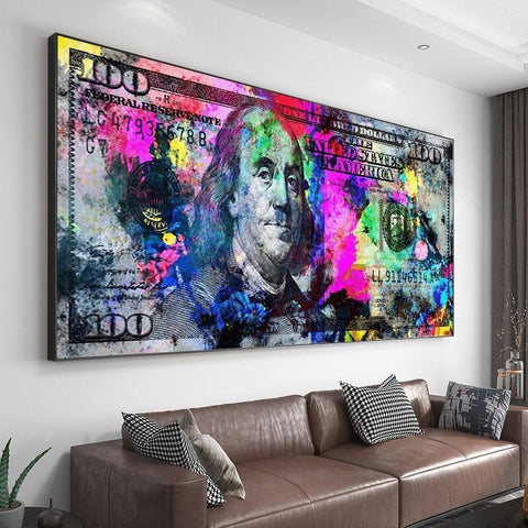 Colorful Hundred Dollar Note Canvas Print (70x140cm) - Fansee Australia