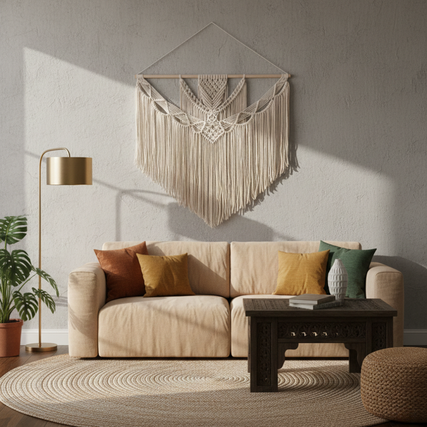 Hand-drawn house logo with heart and floral accents, artisan home decor Fansee Australia