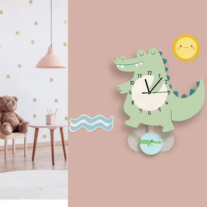 Crocodile Non-Ticking Silent Kid's Wall Clock - Fansee Australia