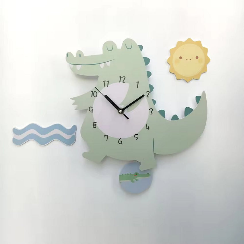 Crocodile Non-Ticking Silent Kid's Wall Clock - Fansee Australia