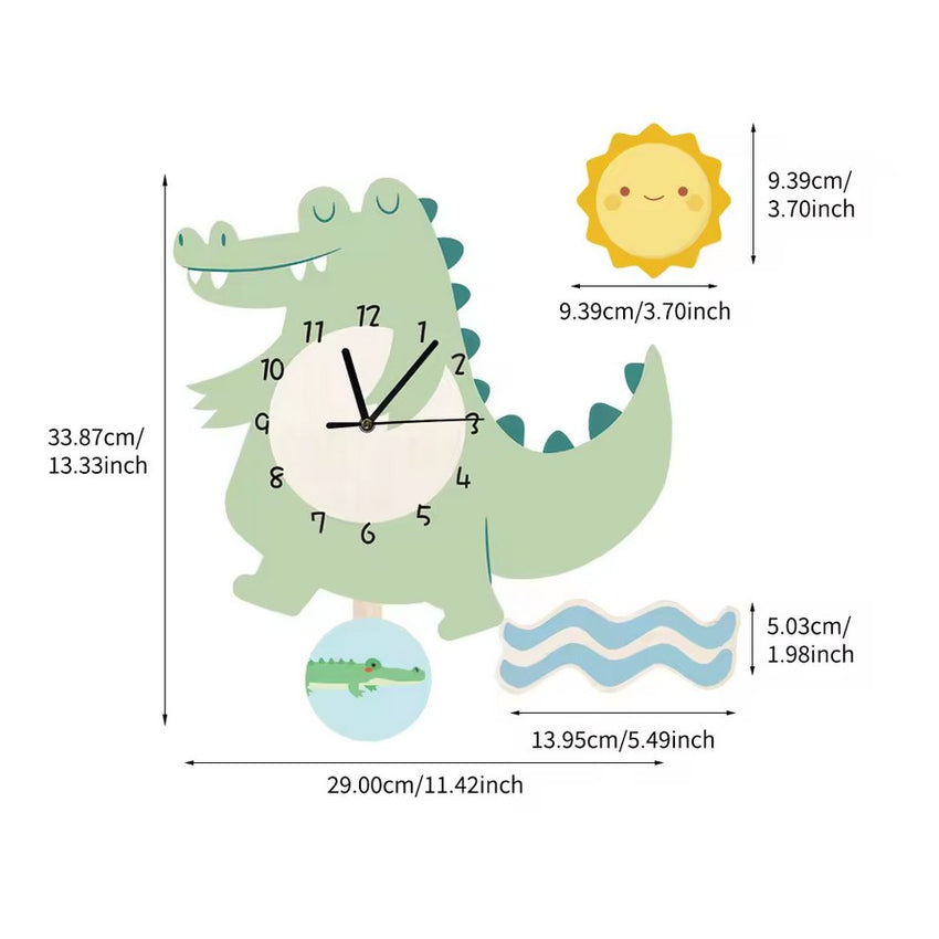 Crocodile Non-Ticking Silent Kid's Wall Clock - Fansee Australia