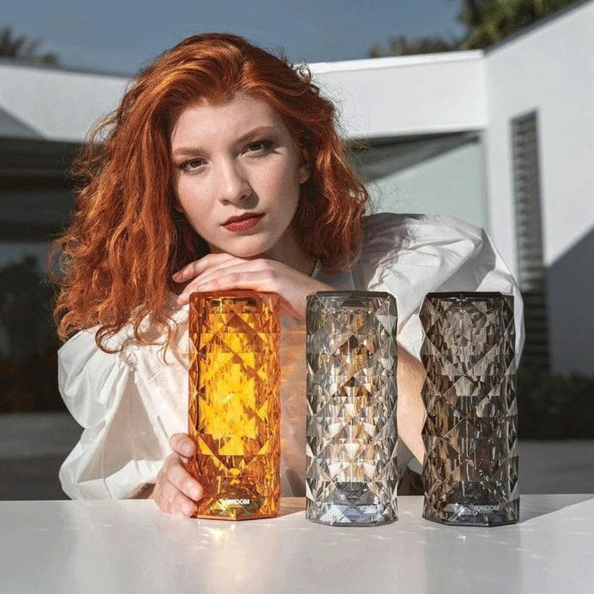 Crystal Black LED USB Dimmable 3- Colour Table Lamp - Fansee Australia