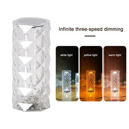 Crystal White LED USB Dimmable 3 - Colour Table Lamp - Fansee Australia