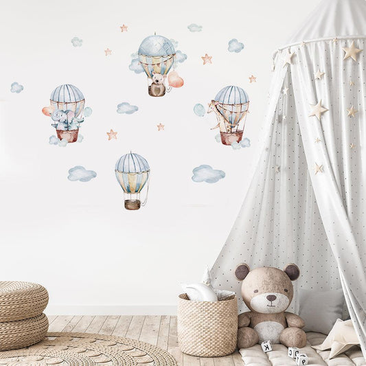 Cute Animals On Hot Air Balloons Wall Stickers - Fansee Australia