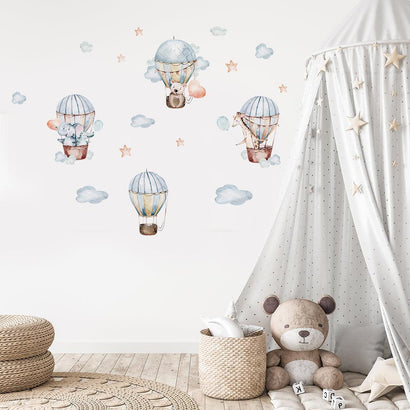 Cute Animals On Hot Air Balloons Wall Stickers - Fansee Australia