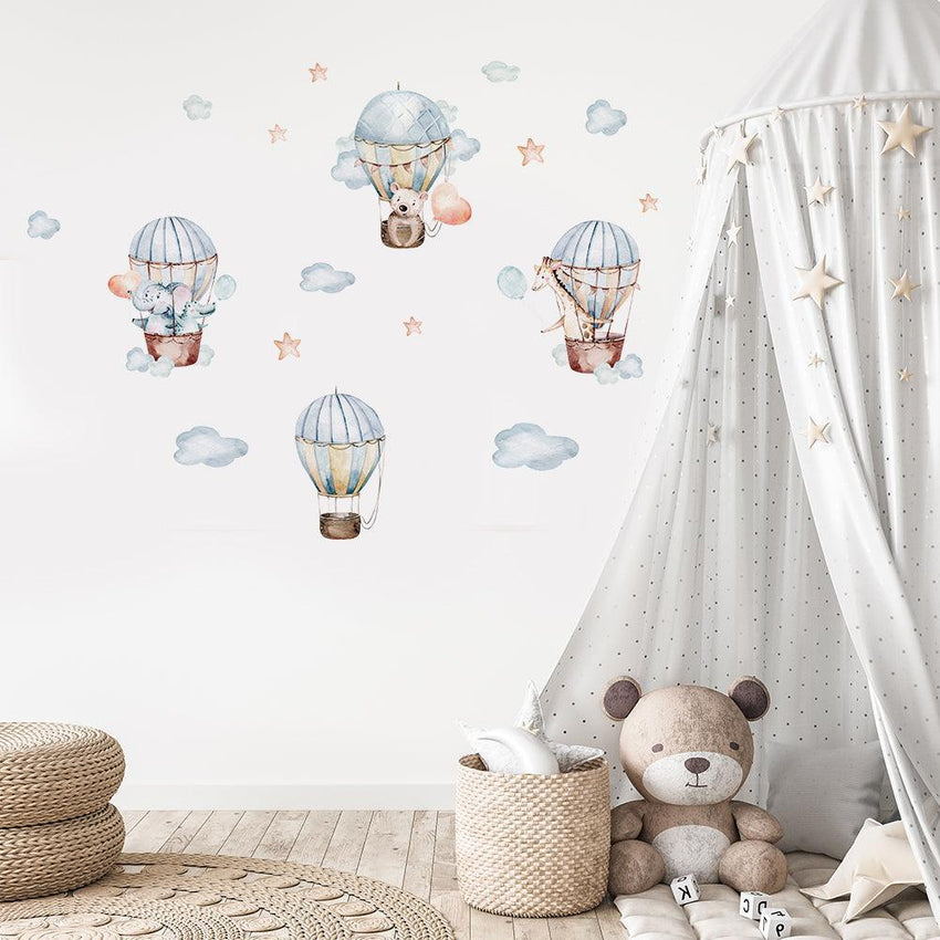 Cute Animals On Hot Air Balloons Wall Stickers - Fansee Australia