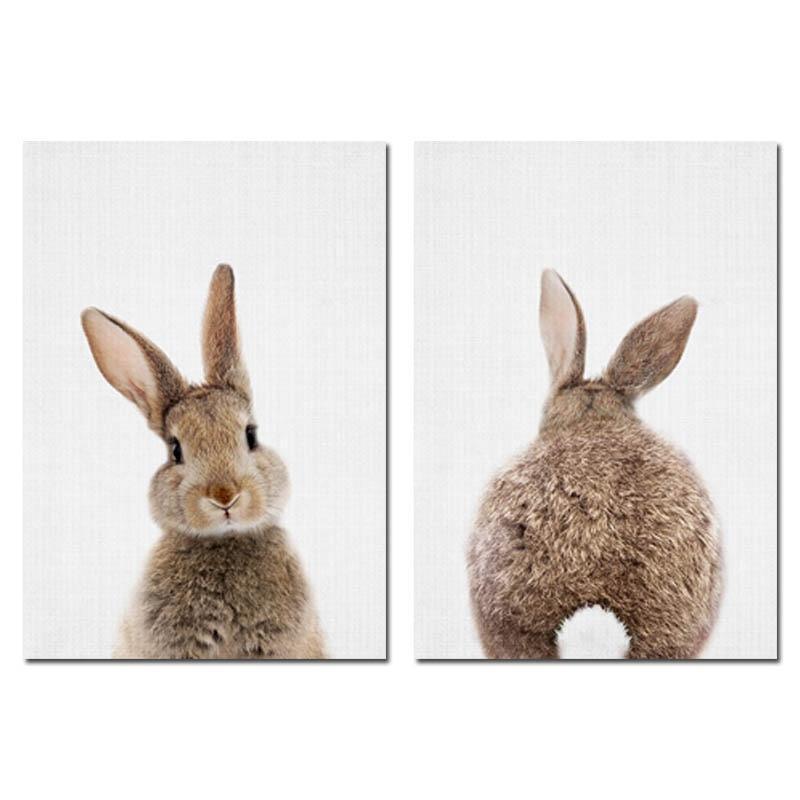 Cute Bunny Wall Art Prints on Canvas - 2 Pcs Set (50x70cm) - Fansee Australia