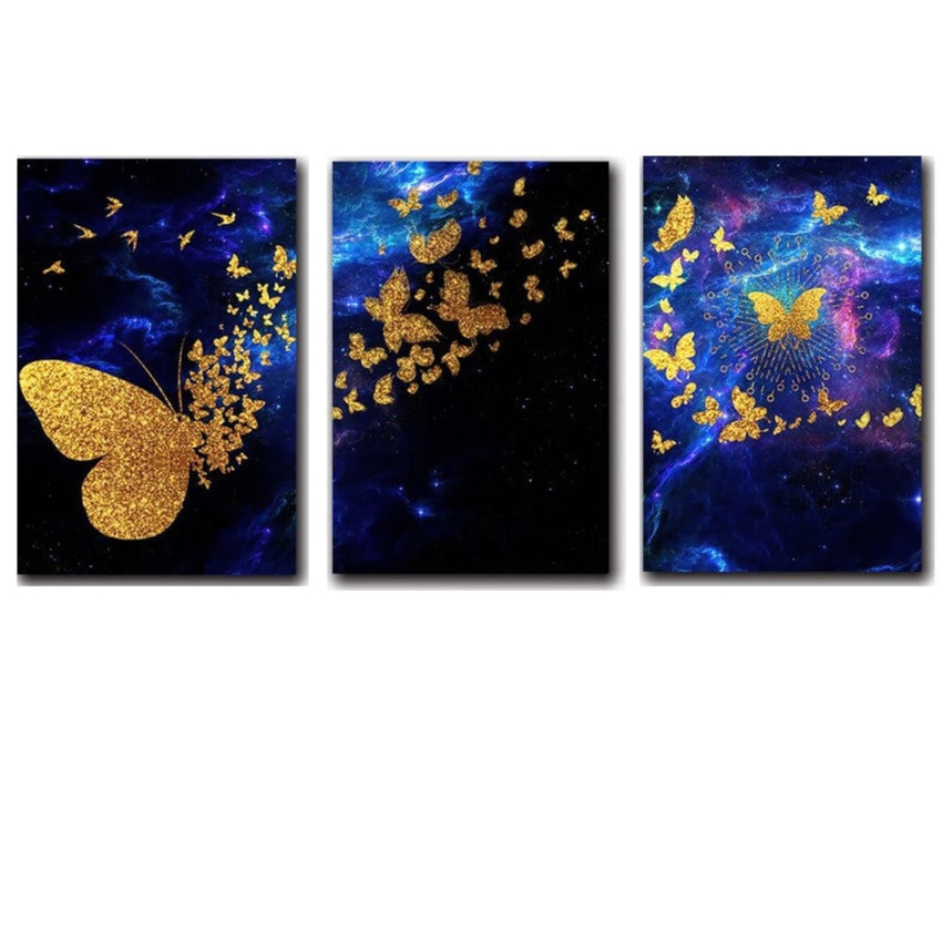 Dancing Butterfly Canvas Wall Art Prints - 3 Pcs Set (60x90 cm) - Fansee Australia