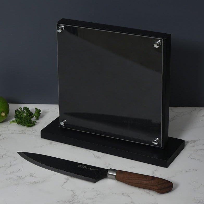 Double-Sided Bamboo Black Knife Block – Magnetic Knife Holder - Fansee Australia