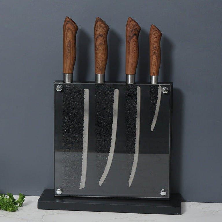 Double-Sided Bamboo Black Knife Block – Magnetic Knife Holder - Fansee Australia