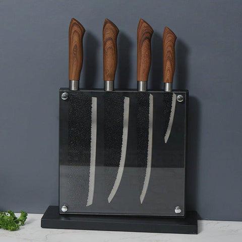 Double-Sided Bamboo Black Knife Block – Magnetic Knife Holder - Fansee Australia