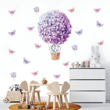Elephant on Purple Flowers Hot Air Balloon Wall Stickers - Fansee Australia