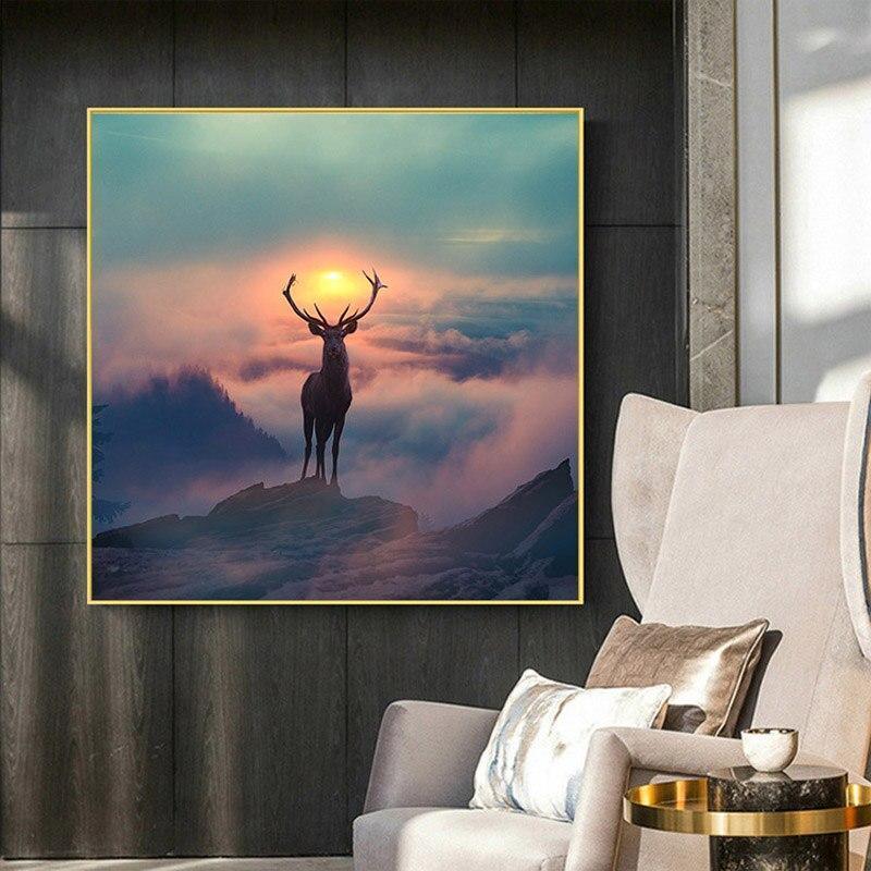 Elf Deer with Spectacular Landscape Wall Art Canvas (70x70cm) - Fansee Australia