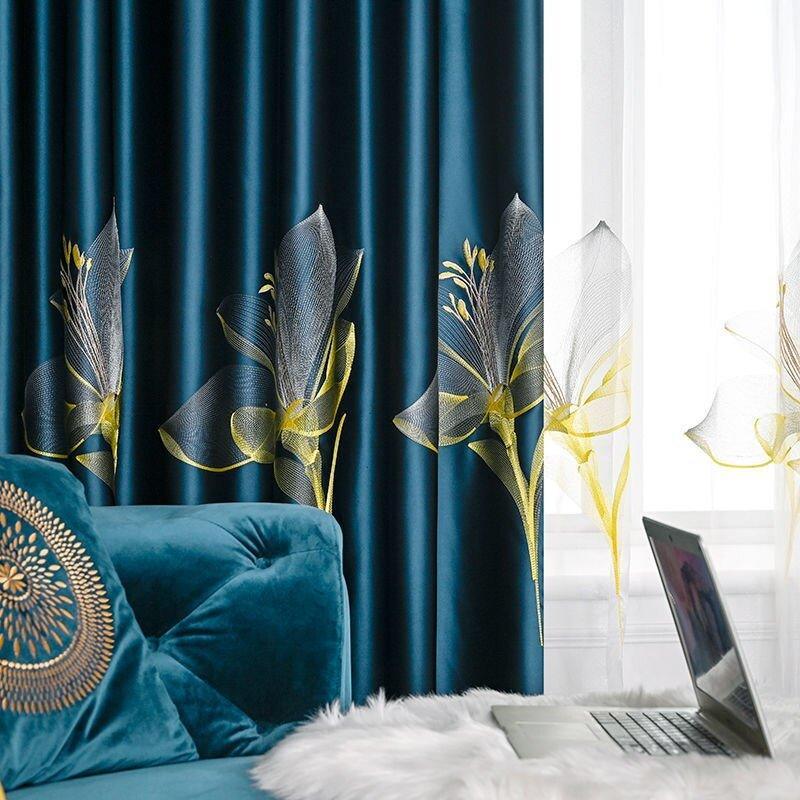 Embroidered Lavish Velvel Blackout Curtains - Fansee Australia