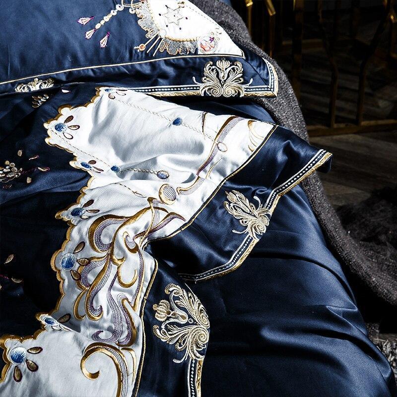 Embroidery Bed Sheet Set - BLUE - Fansee Australia