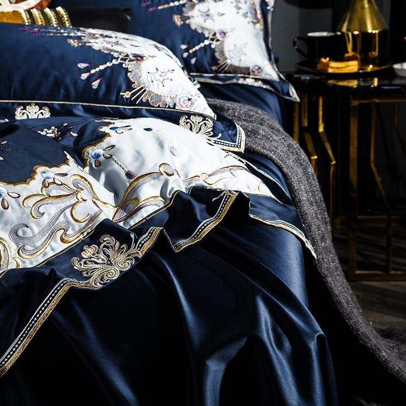 Embroidery Bed Sheet Set - BLUE - Fansee Australia